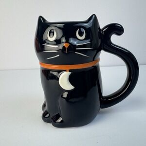 Hyde & EEK! Boutique™ Stoneware Coffee Coco Mug-‎ Black Cat Crescent Moon 13oz